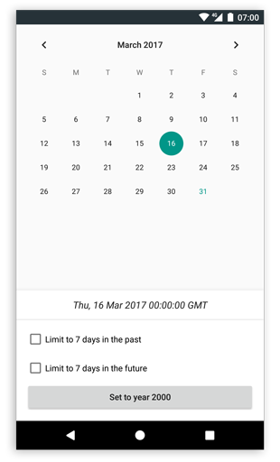 Tabris.js Calendar Widget on Android